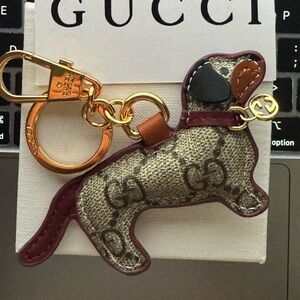 G Beige and Brown Dog Keychain